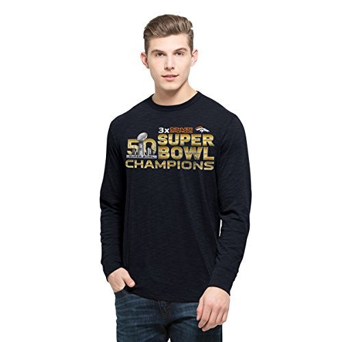 '47 NFL Denver Broncos Men's 2015 Super Bowl 50 Champions Long Sleeve 3-Time Champs Scrum Tee
