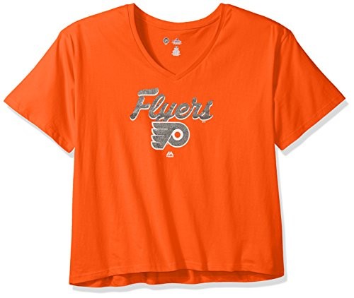NHL Philadelphia Flyers Short Sleeve V-Neck Tee, 2X, Black