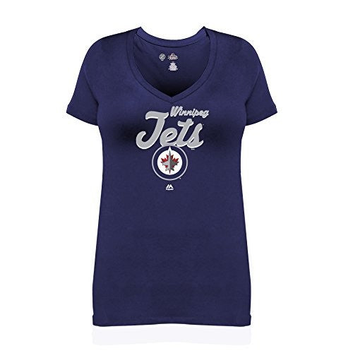 Profile Big & Tall NHL Winnipeg Jets Short Sleeve V-Neck Tee, 2X, Navy