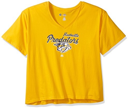 NHL Nashville Predators Short Sleeve V-Neck Tee, 2X, Gold