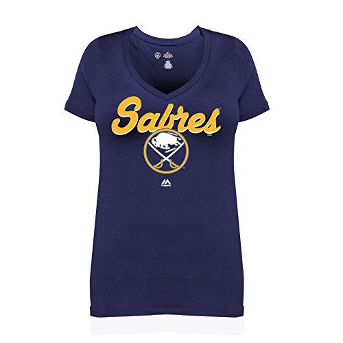 NHL Buffalo Sabres Short Sleeve V-Neck Tee, 3X, Navy