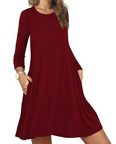AuroKer Casual Loose Swing T-Shirt Dress for Women