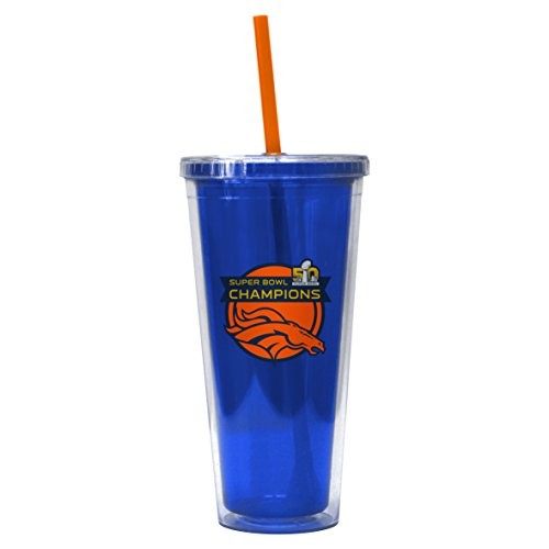 NFL Denver Broncos Super Bowl 50 Champions Colored Wall Straw Tumbler, 22-ounce