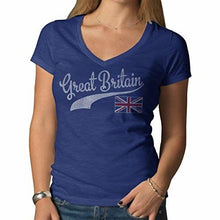 Load image into Gallery viewer, World Cup Soccer England Women's Vintage V-Neck Scrum Country T-Shirt
