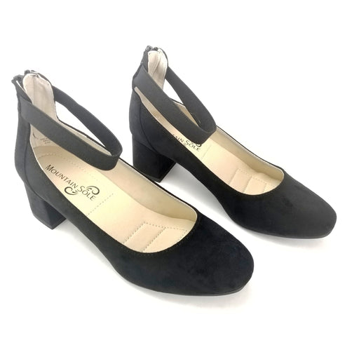 Mountain Sole, Women's Madyn Elastic Ankle Strap Pumps, Back Zipper Secure Fit
