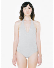 Load image into Gallery viewer, American Apparel Ladies Halter Bodysuit Cotton Spandex, Heather Grey, Ladies Med
