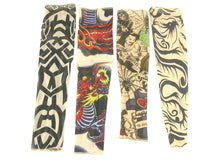 Load image into Gallery viewer, Set of 4 NYLON TATTOO SLEEVES tribal + inked Halloween Costume Biker Punk Rocker

