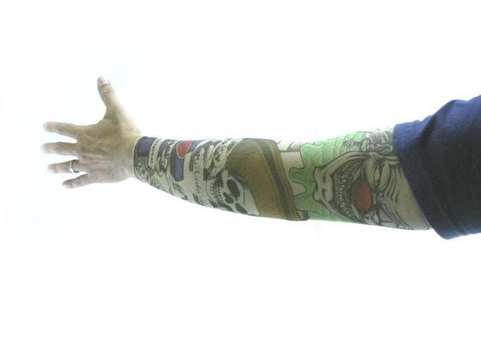Set of 4 NYLON TATTOO SLEEVES tribal + inked Halloween Costume Biker Punk Rocker