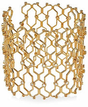 Load image into Gallery viewer, nOir Escher Bracelet, Cuff Style 18K Gold-Plated Brass with Crystals, One Size
