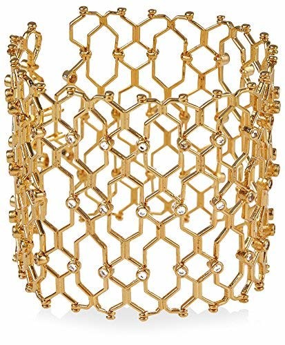 nOir Escher Bracelet, Cuff Style 18K Gold-Plated Brass with Crystals, One Size