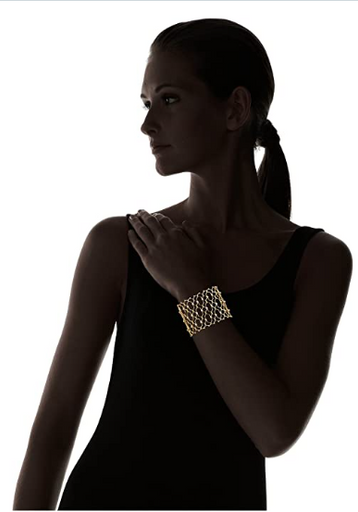 nOir Escher Bracelet, Cuff Style 18K Gold-Plated Brass with Crystals, One Size
