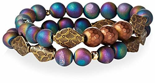 Gemelli Tribal Bracelet Set, Rainbow Druzy