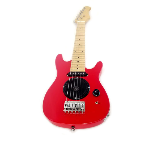 Kids 30 Inch Electric Guitar Combo, Built-in Amp, Solid Wood Body, Color: Red