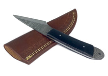 Load image into Gallery viewer, Damascus Steel Kiridashi -Japanese Utility Knife Leather Sheath Custom Handmade
