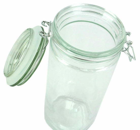 Set of 16 Glass Storage Jars with Silicone Sealing Hinged Lids, 4 Sizes