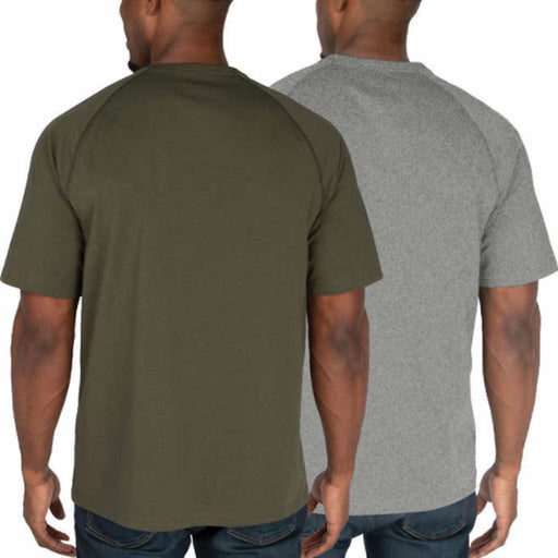 Rugged Elements Men's 2-Pack Cotton Blend Tee Shirts, Green & Gray, Small - New
