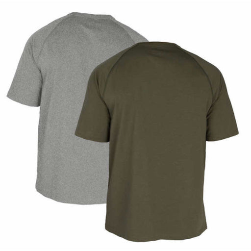 Rugged Elements Men's 2-Pack Cotton Blend Tee Shirts, Green & Gray, Small - New