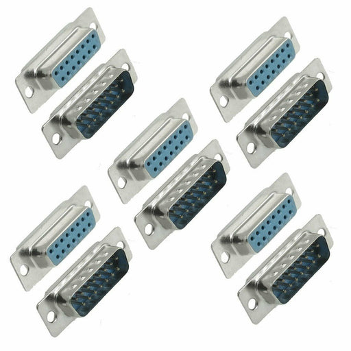 Sourcingmap 15 Pin Female to Male Solder Type Adapter Connectors (Pair of 5)