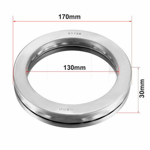 51126 Single Direction Thrust Ball Bearings 130mm x 170mm x 30mm Chrome Steel