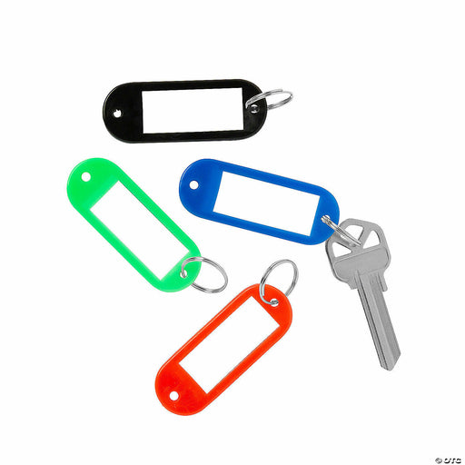 Pack of 50 Key Tags, Assorted Colors: Red, Green, Black, Blue & White - New