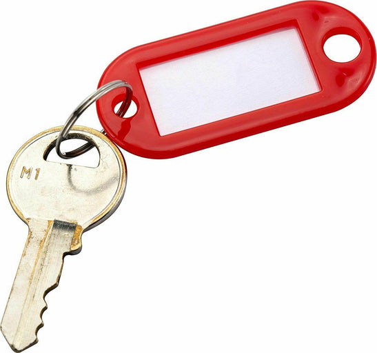 Pack of 50 Key Tags, Assorted Colors: Red, Green, Black, Blue & White - New
