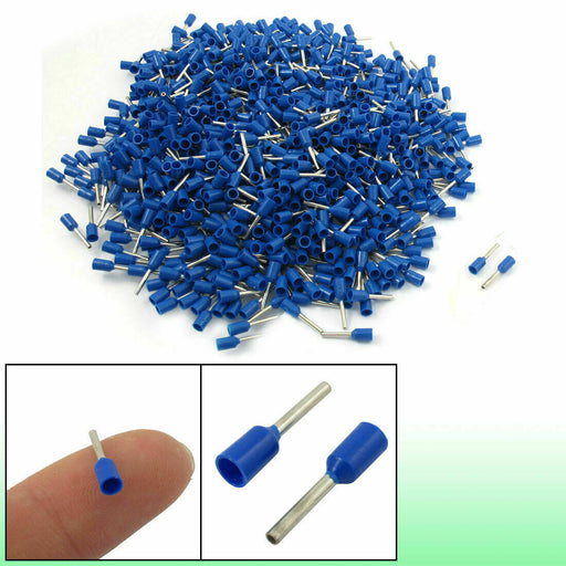 Blue PVC Sleeve Insulated Pin Crimp Terminals Connector for 21 AWG - 1000 Pieces