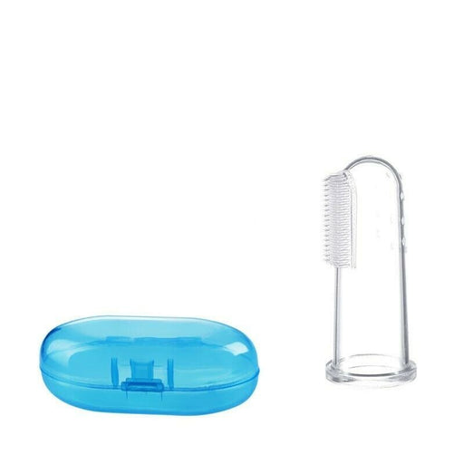 2 Pack - Baby Finger Toothbrushes for Infant & Toddles - 2 Brushes In Blue Cases