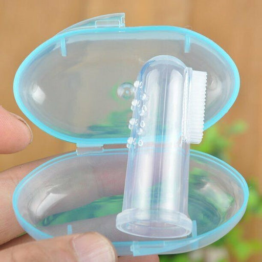 2 Pack - Baby Finger Toothbrushes for Infant & Toddles - 2 Brushes In Blue Cases