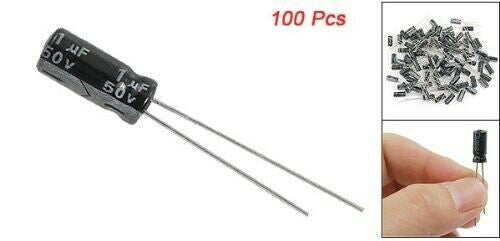 Uxcell 100 Pieces 1uF 50V 5 x 11 mm Radial Aluminum Electrolytic Capacitors