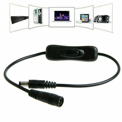 Uxcell DC Power Switch Extension Cable 5.5mm x 2.1mm Male Female Barrel , 30mm