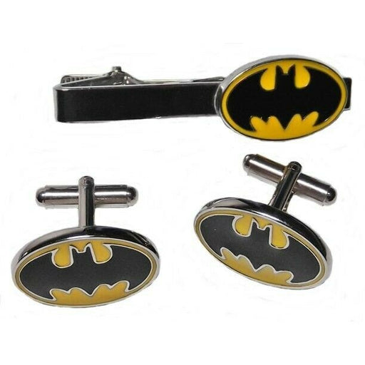 Batman Cufflinks and Tie Clip Set - Be Bruce Wayne - Silver - New