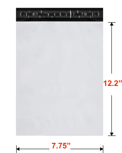 Pack of 100 Poly Mailers Shipping Bags Premium Semi White 7.75 x 12.2