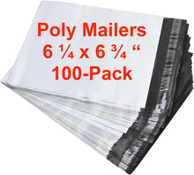 Load image into Gallery viewer, Pack of 100 Poly Mailers Shipping Bags Premium White 6.25" X 6.75"
