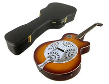 Load image into Gallery viewer, RESONATOR GUITAR Acoustic-Electric SEPELE SPRUCE Top Single Cutaway Steel Pan Blues in Plush HARDSHELL Travel CASE
