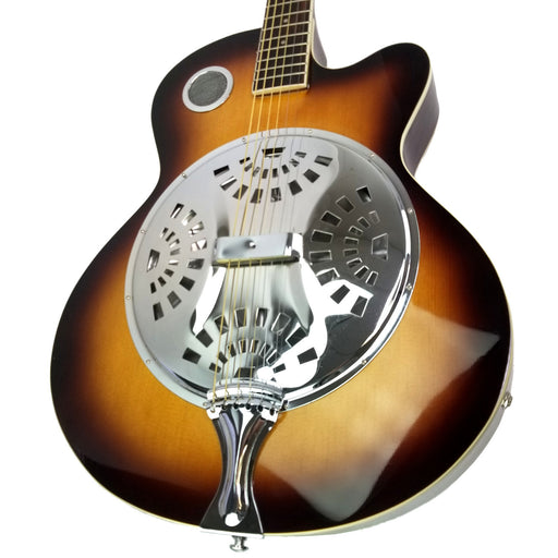 RESONATOR GUITAR Acoustic-Electric SEPELE SPRUCE Top Single Cutaway Steel Pan Blues in Plush HARDSHELL Travel CASE