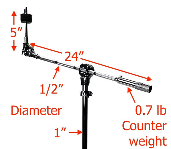 Zenison Cymbal Boom Stand Chrome Heavy Duty Adjustable Double Braced Anti Skid