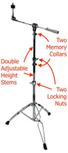 Load image into Gallery viewer, Zenison Cymbal Boom Stand Chrome Heavy Duty Adjustable Double Braced Anti Skid
