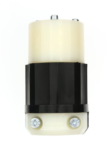 Leviton 3723 20 Amp, 347 Volt, NEMA L24-20R, 2P, 3W, Locking Connector, Industrial Grade, Grounding - Black-White