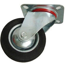 Load image into Gallery viewer, 4&quot; Rubber Caster Wheel Swivel Steel Metal Top Plate Rubber Base Replacement
