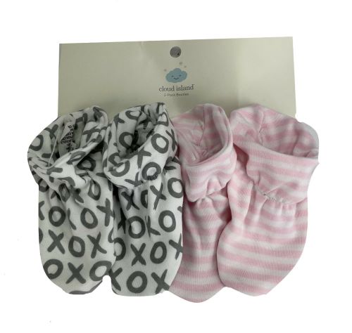 Lot of 100 Cloud Island Baby Booties  - 2 Pack of One Size Fits Most Baby Booties Gray & Pink