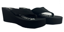 Load image into Gallery viewer, Gypsy Soule Platform Heel Thong Sandals, 3in Wedge Heel Comfort Soles, Black
