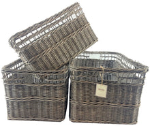 Load image into Gallery viewer, Metro Incorporated Rectangular Basket 3 Piece Set Large Nesting Storage Baskets
