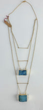Load image into Gallery viewer, Kevia 32&quot; Layered Necklace, 2 Druzy Pendants &amp; 3 Pave Bars 18k Gold Plated
