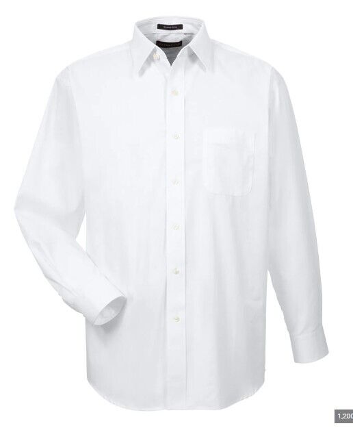 Ultra Club Men's Long Sleeve Button Down Dress Shirt Whisper Elite Twill - White