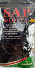 Load image into Gallery viewer, SAP Defensive Gloves Full Finger 8oz Steel Shot Sewn in Knuckles, Leather, XL
