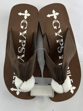 Load image into Gallery viewer, 24 Pack Case Lot for Resale Gypsy Soule Sandals 2&quot; Heel Wedge Flip Flops Brown
