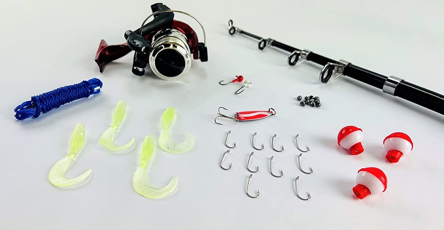 CASE LOT of 24 Fishing Kits - 33 Piece Fishing Kits w/Rods & Reels
