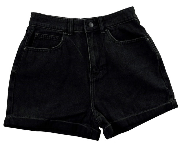 Women's Rolled Leg High Waist Denim Shorts Dual Pockets Comfort Fit Sizes 2 & 4