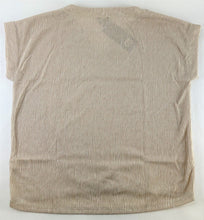 Load image into Gallery viewer, Jones New York Textured V Neck Top Khaki/Ivory Blouse with Button Sleeve Accents
