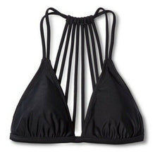 Load image into Gallery viewer, Women&#39;s Xhilaration Strappy Back Lightly Padded Triangle Bikini Top, Black
